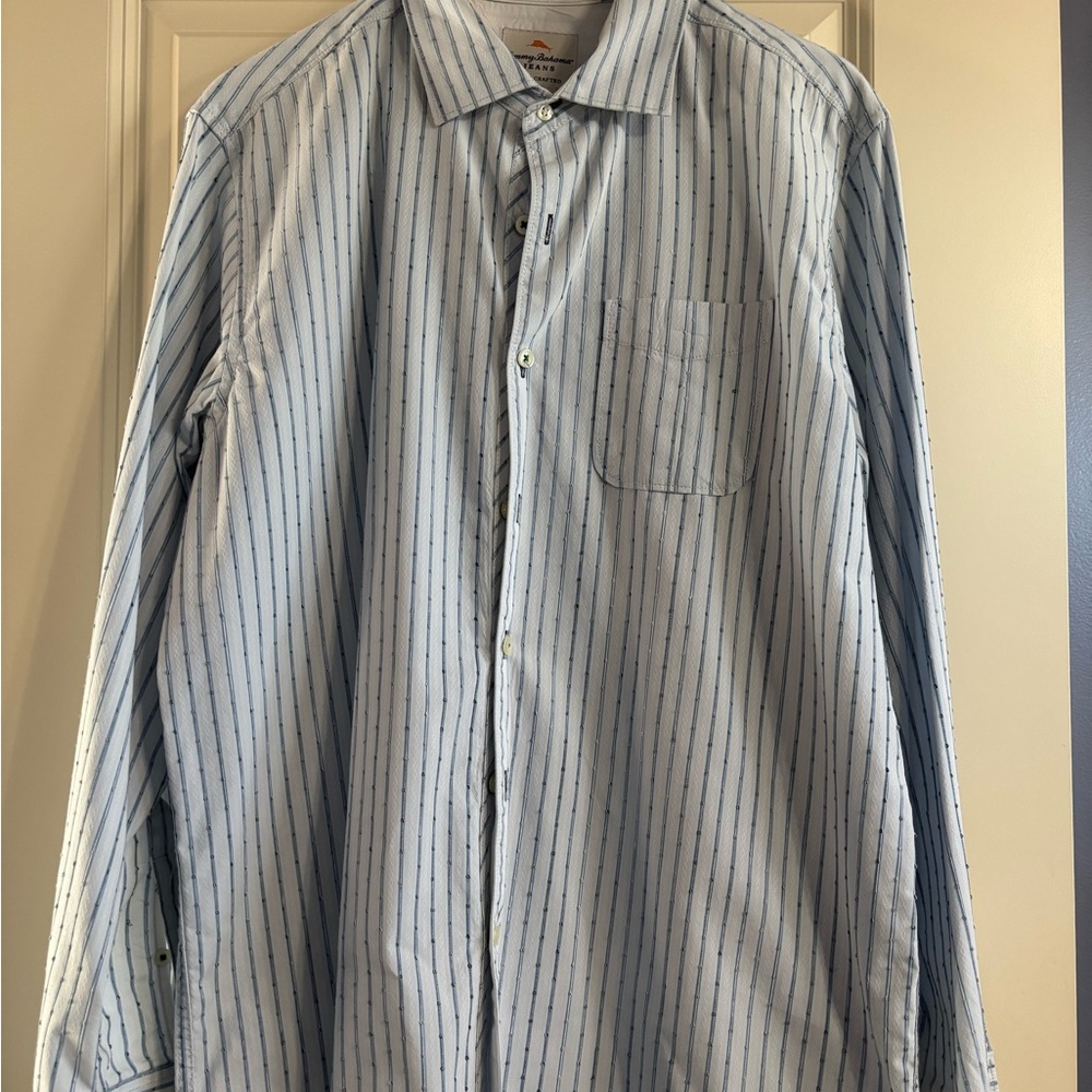 Tommy Bahama Light Blue Striped Dress Shirt